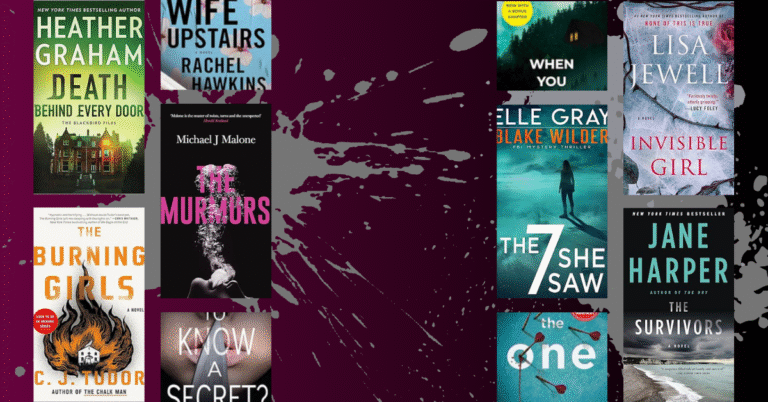 Collage of thriller book covers including The Burning Girls, The Survivors, and Invisible Girl, promoting Apropos Books’ fall thriller roundup.