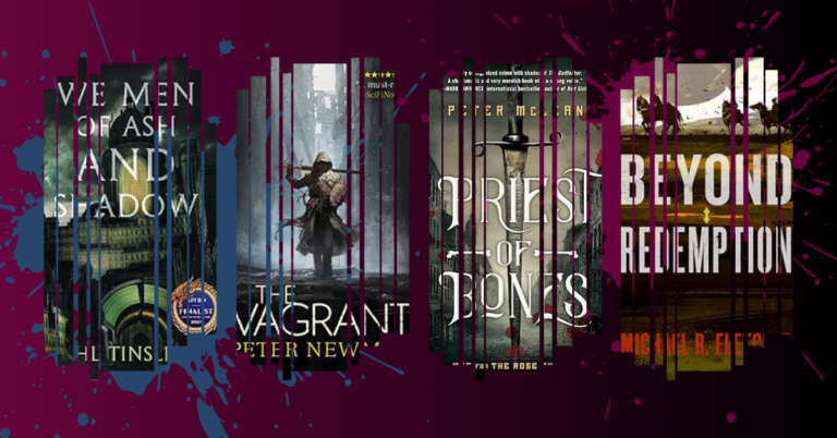 Featured image showing dark fantasy book covers arranged against a moody background, representing gritty dark fantasy books.
