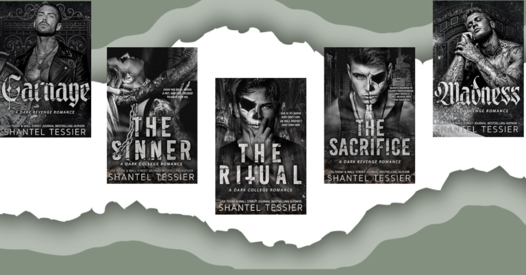 Book covers from Shantel Tessier's Lord series, featuring dark romance titles: Carnage, The Sinner, The Ritual, The Sacrifice, and Madness.