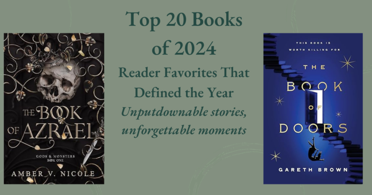 Top 20 Books of 2024: Reader Favorites That Defined the Year, featuring The Book of Azrael by Amber V. Nicole and The Book of Doors by Gareth Brown.