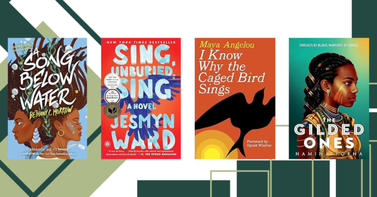 Featured image for blog: Books to Read During Black History Month including covers for A Song Below Water, Sing, Unburied, Sing, I Know Why the Caged Bird Sings, The Gilded Ones