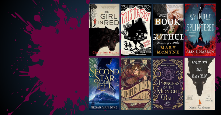 Collage of modern fairy tale retelling book covers with dark and folkloric themes