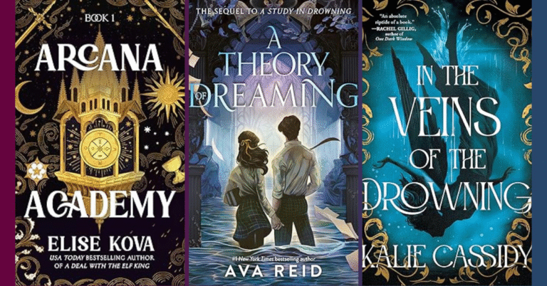 TBR Trouble Ahead: July 2025 must-read new book releases featuring A Theory of Dreaming, Arcana Academy, and In the Veins of the Drowning book covers