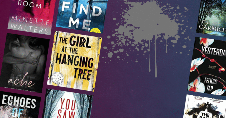 Featured image for blog post on books about amnesia, showing covers of thriller and mystery novels.