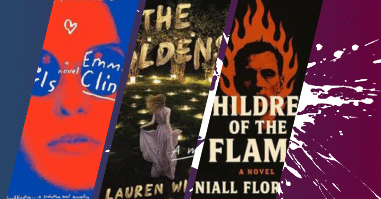 Covers of cult books including The Girls by Emma Cline, The Goldens by Lauren Wilson, and Children of the Flame by Niall Florence, featured in Apropos Books blog on books about cults.