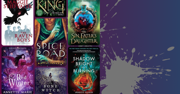 Collage of young adult fantasy series first book covers including The Raven Boys, The Iron Fey, Spice Road, and The Bone Witch.
