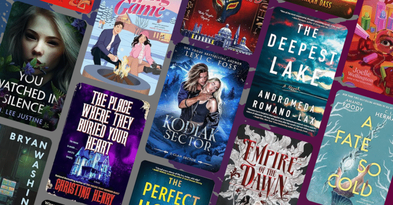 Book covers from November 2025 new releases including You Watched in Silence, The Place Where They Buried Your Heart, Kodiak Sector, The Deepest Lake, and A Fate So Cold displayed in a colorful collage.