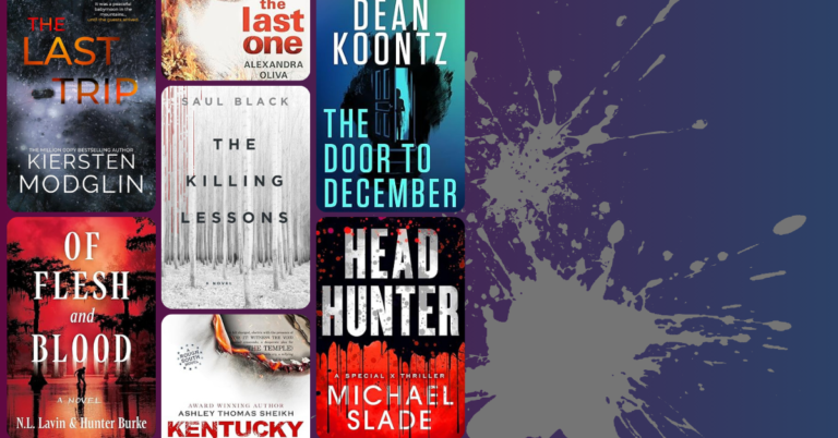 Book covers from multiple psychological thriller novels arranged in a grid against a dark background.