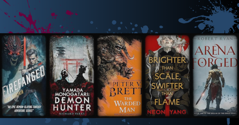 Book covers from gritty fantasy novels similar in tone to The Witcher