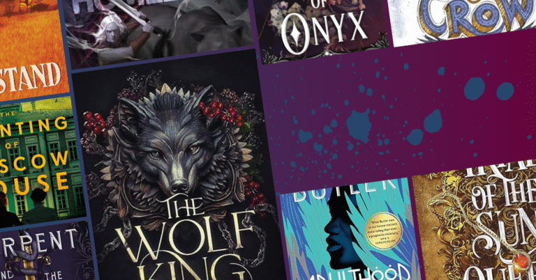 Collage of November 2025 best selling eBook covers including The Wolf King, The Stand, The Haunting of Moscow House, Adulthood Rites, and other featured titles.