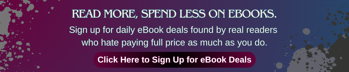 Banner graphic with text about daily ebook deals and a signup button for an ebook deals newsletter