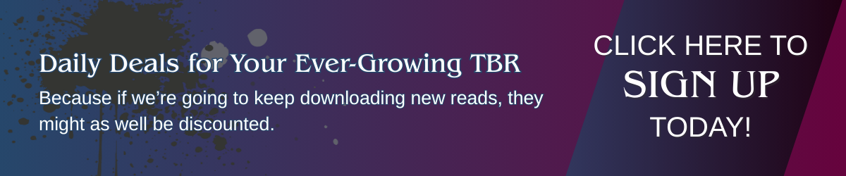 Graphic banner with text promoting daily eBook deals and a sign up button.