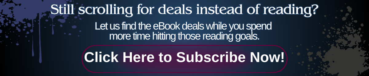 A promotional banner asking if readers are still scrolling for ebook deals instead of reading, with a subscribe call to action.