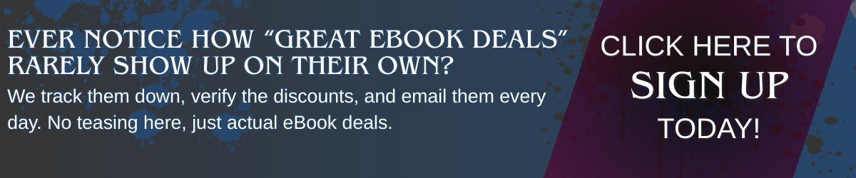 A promotional banner encouraging readers to sign up for daily Kindle eBook deals with text about verified discounts emailed daily.