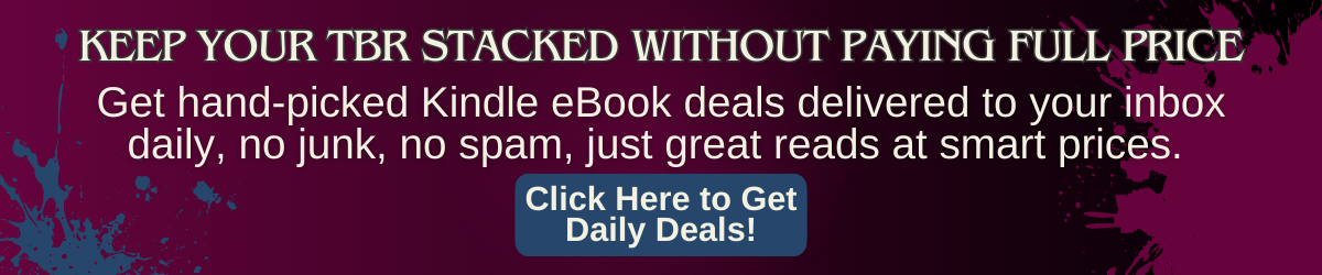 Promotional banner encouraging readers to sign up for daily Kindle ebook deals, featuring text about hand-picked discounts.