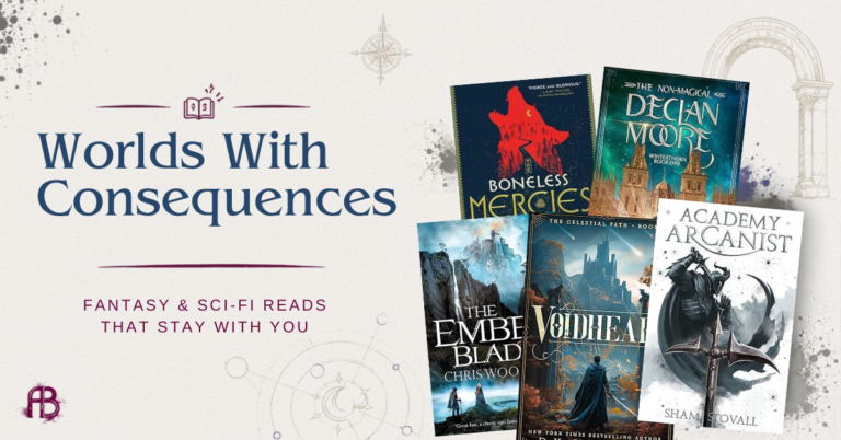Collage of fantasy book covers for young adults featuring epic quests, detailed magic systems, political conflict, and complex worlds.
