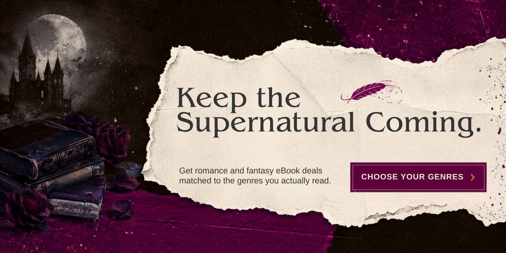 Apropos Books newsletter banner promoting romance and fantasy eBook deals.