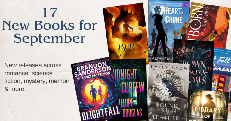 Featured book covers representing 17 September 2026 releases across romance, science fiction, mystery, memoir, and more.