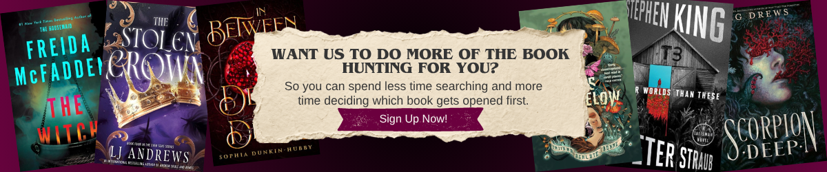 Newsletter signup banner featuring October 2026 book covers and an invitation to get book recommendations from Apropos Books.